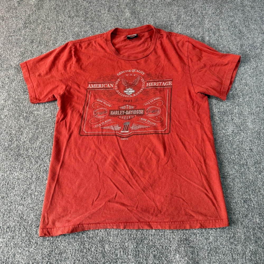 Harley-Davidson Space Coast Palm Bay Florida Graphic‎ T-Shirt Red Mens Medium